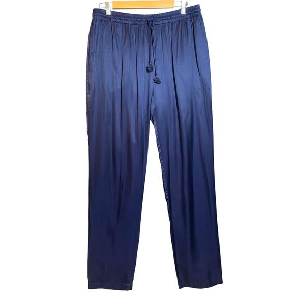 Hale‎ Bob Large Silk-Blend Lounge Pants Pajama Pants Navy Blue Elastic Waistband - Picture 1 of 15
